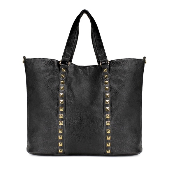fairlygirly Handbags - Large Studded Crossbody Tote Bag Black